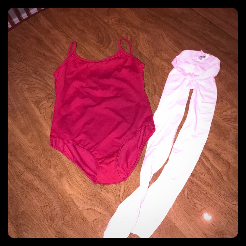 Bloch sz 8 Leo w Pink Capezio transition tights